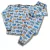 Pijama infantil masculino de manga longa com estampa de veículos, confeccionado em 100% algodão, disponível nas tamanhos 10 a 16.