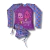 Conjunto infantil de banho com camiseta de manga longa e sunquini, estampado com sorvetes e a frase "Sweet and cute".