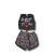 Conjunto infantil feminino com regata cropped preta e shorts estampados com a palavra "love".
