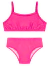 Biquíni infantil feminino rosa, composto por top e parte de baixo, com proteção solar UV FPS 50+