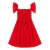 Vestido feminino infantil vermelho, tamanho 2 ao 4, com decote ombro a ombro e mangas bufantes.