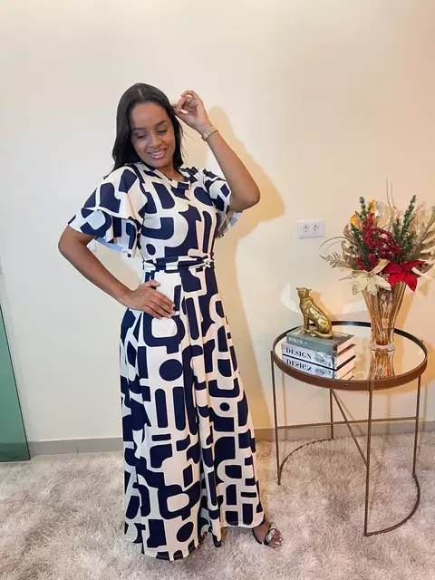 Vestido Feminino Bia Longo Moda Evangélica Estampado