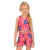 Conjunto infantil feminino com regata e shorts florais em tons de rosa, ideal para meninas de 4 a 14 anos.