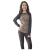 Pijama feminino em suede, composto por camiseta de manga longa com estampa de onça e calça preta, modelo confortável para dormir.