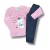 Conjunto infantil para meninas com camiseta rosa de manga longa e calça escura, estampa de gato com coroa e a frase 'Princess meow'