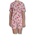 Pijama infantil feminino rosa com estampa de girafas e bolinhas, composto por camiseta e shorts, disponível nos tamanhos 10 ao 14.