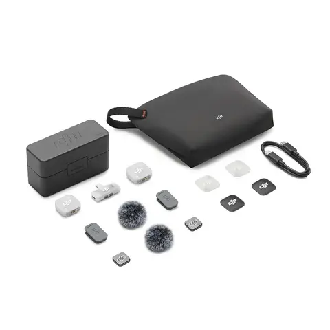 Microfone DJI Mic Mini 2 (2 TX Microfone + 1 RX Receptor para smartphones + 1 Case de carregamento) BR - DJI142