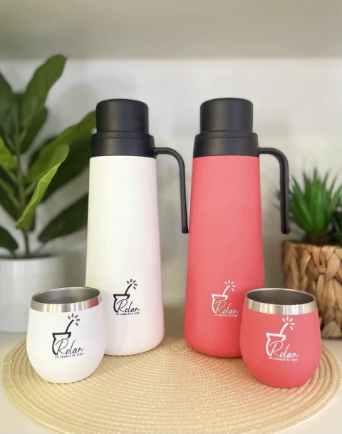 Set termo media manija + mate Rolan | acero inoxidable | 1L engomados