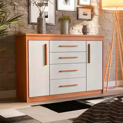 Cômoda Grande 4 Gavetas 2 Portas ( Com Pés )