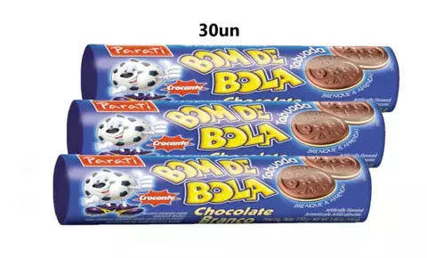 30un Biscoito Recheado Bom de Bola Chocolate Branco 110g - Parati (91003)