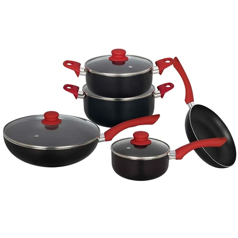 Conjunto de Panelas em Alumínio Revestido Aroma 5 peças Preto - Mor