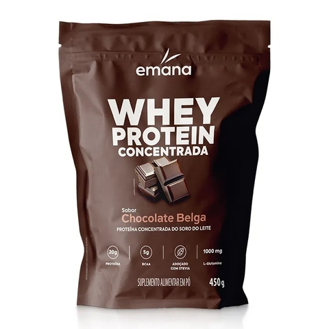 Whey Protein em pó Chocolate Belga 450g - Emana (94011)