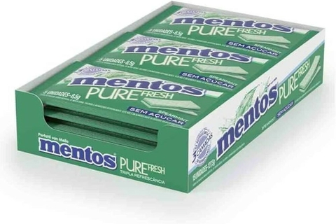 Display c/15un Chiclete Mentos Pure Fresh 3 camadas Menta Verde - Perfetti (1621)