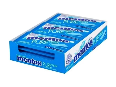 Display c/15un Chiclete Mentos Pure Fresh 3 camadas Mint Azul - Perfetti (1488)