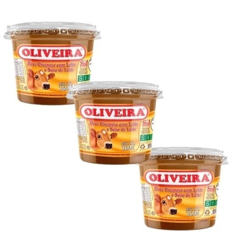 Kit c/ 3 Potes Doce De Leite Cremoso 360g Cada - Oliveira (2438)
