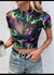 Remera corta de malla transparente