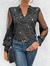 Blusa plateada con mangas de gasa TALLE S