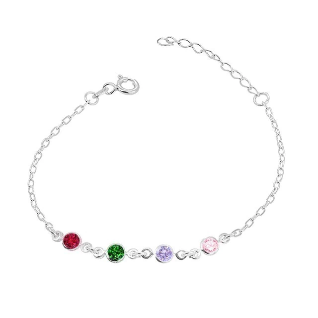 Pulseira Prata 4 Zircônias Coloridas