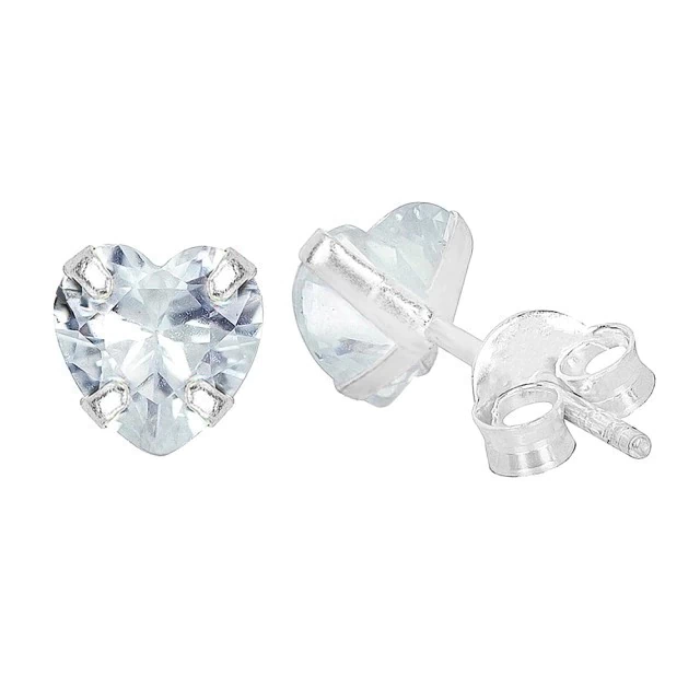 Brinco Prata Zircônia Coração Cristal 6mm