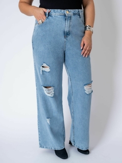Calça Jeans Feminina Plus Size Pantalona - cristaljeans
