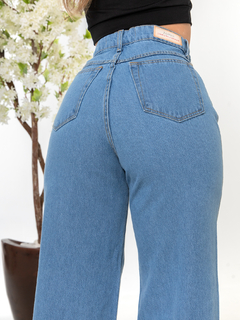 Imagem do Calça Wide leg Pantalona Azul Com Rasgos