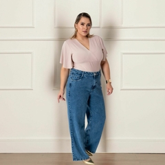 Calça Jeans Feminina Plus Size Pantalona - cristaljeans
