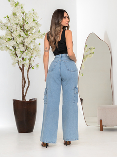 Calça Jeans Feminina Cargo Pantalona - loja online