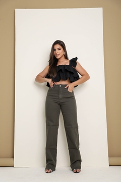 Calça Jeans Feminina Wide Leg Cintura Alta - cristaljeans
