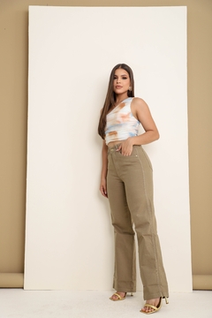 Calça Jeans Feminina Wide Leg Cintura Alta - cristaljeans