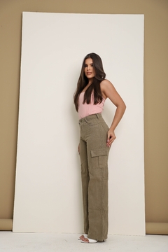 Calça Jeans Feminina Cargo Pantalona - loja online