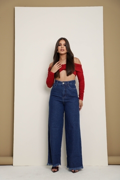 Imagem do Calça Jeans Feminina Pantalona Boca de Sino