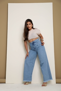 Calça Jeans Feminina Pantalona Boca de Sino - cristaljeans