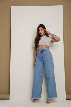 Calça Jeans Feminina Pantalona Boca de Sino - loja online