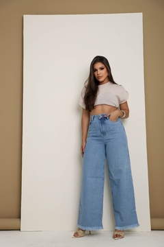 Imagem do Calça Jeans Feminina Pantalona Boca de Sino