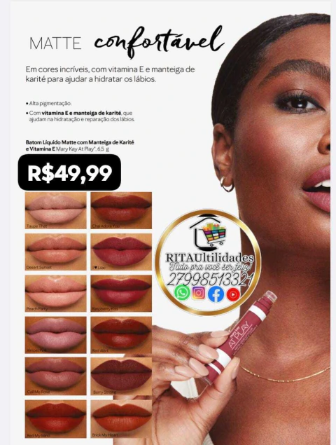 Batom Matte Mary Kay Cada R$50,00