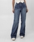 Calça jeans feminina wide leg cintura alta denim escuro - comprar online