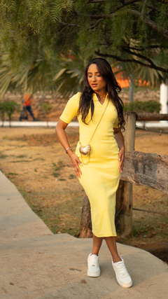 VESTIDO MIDI POLO CANELADO - loja online