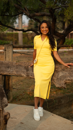 VESTIDO MIDI POLO CANELADO - comprar online