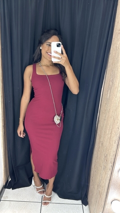 VESTIDO MIDI CANELADO TACILA - loja online