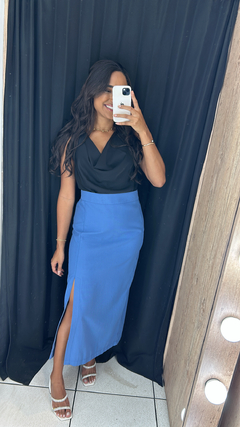 SAIA MIDI AZUL SOCIAL - SILMARA MODAS