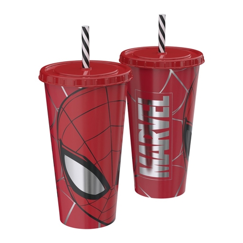 Copo Refri com Canudo Homem-Aranha 700ml Sortido