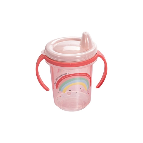 Caneca Copo Trio Arco-Íris com Alça e Tampa 330ml
