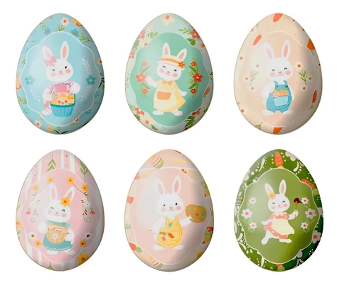 Kit 6 Ovos De Páscoa Em Lata Porta Doces Lembrancinhas