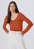 Blusa básica Hering feminina manga longa slim decote v