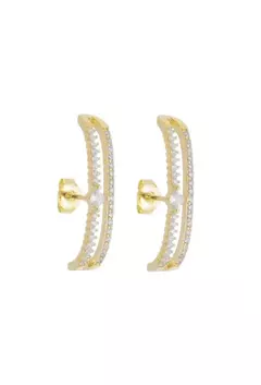 Brinco Ear Hook Vazado Cravejado no Ouro - comprar online