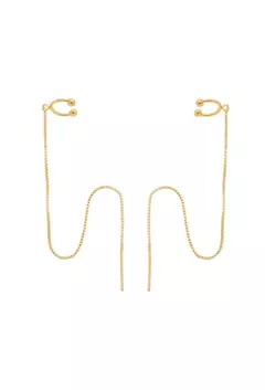 Brinco Agulha com Piercing Fake no Ouro - comprar online