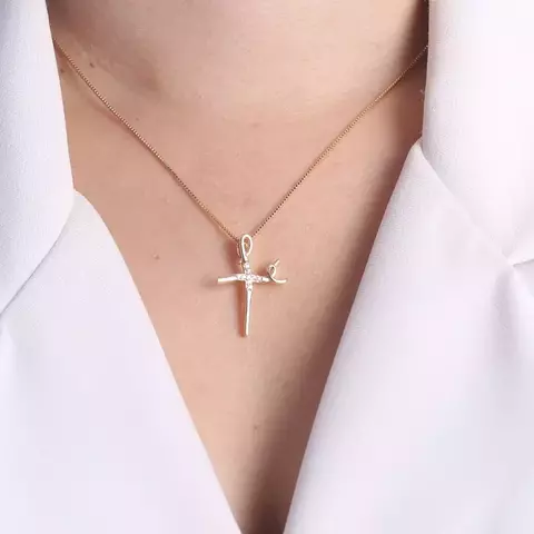 Colar Veneziana 0.8Mm Com Pingente "Fé" Cravejado