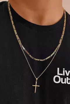 Colar Masculino com Pingente de Cruz no Ouro - comprar online