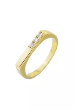 Anel Aparador com Zircônia Cristal no Ouro - comprar online