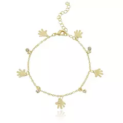 Pulseira Com Pingentes De Mãozinhas E Zircônias - comprar online